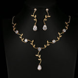 Gold Plated AAAA+ Cubic Zirconia Diamonds Flower Pattern Bridal Set - BridalSparkles