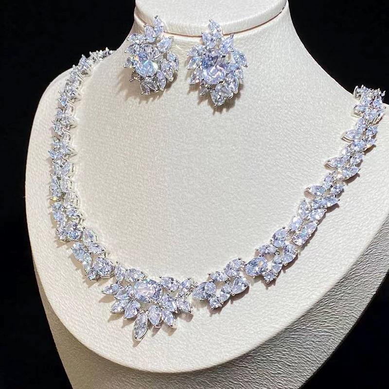 Luxury Bridal Jewelry Set Gorgeous Water Drop AAA+ Cubic Zirconia Diamonds - BridalSparkles