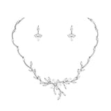 New Arrival Floral AAA+ CZ Diamonds and Shell Pearls Bridal Set - BridalSparkles