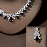 Lovely Fashion Teardrop AAA+ Cubic Zirconia Diamonds Necklace Set - BridalSparkles