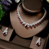 Lovely Fashion Teardrop AAA+ Cubic Zirconia Diamonds Necklace Set - BridalSparkles