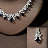 Lovely Fashion Teardrop AAA+ Cubic Zirconia Diamonds Necklace Set - BridalSparkles