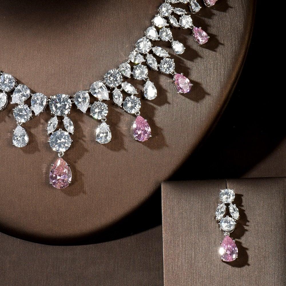 Luxury New Design AAA+ Cubic Zirconia Diamonds Large Bridal Choker Set - BridalSparkles
