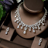 Luxury New Design AAA+ Cubic Zirconia Diamonds Large Bridal Choker Set - BridalSparkles