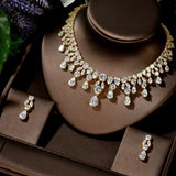 Luxury New Design AAA+ Cubic Zirconia Diamonds Large Bridal Choker Set - BridalSparkles