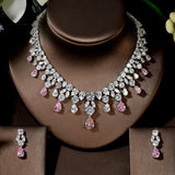 Luxury New Design AAA+ Cubic Zirconia Diamonds Large Bridal Choker Set - BridalSparkles