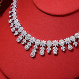 High Quality Flowers Chokers AAA+ Cubic Zirconia Diamonds Wedding Bridal Jewelry Set - BridalSparkles
