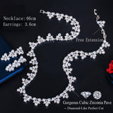 Gorgeous Blue Cubic Zirconia Crystal Leaf Shape AAA+ CZ Diamonds Jewelry Set - BridalSparkles