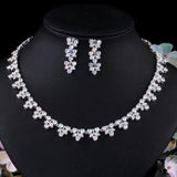 Gorgeous Blue Cubic Zirconia Crystal Leaf Shape AAA+ CZ Diamonds Jewelry Set - BridalSparkles