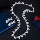 Gorgeous Blue Cubic Zirconia Crystal Leaf Shape AAA+ CZ Diamonds Jewelry Set - BridalSparkles