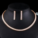 Shiny AAA+ Cubic Zirconia Diamond Earrings And Necklace Bridal Jewelry Set