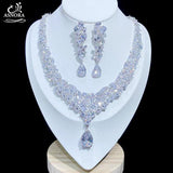 New Luxury High Quality AAA+ CZ Diamonds Bridal Necklace Set - BridalSparkles