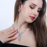 Fashion Water Drop AAA+ Cubic Zirconia Diamonds Necklace Set - BridalSparkles