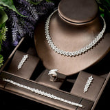 Luxury Long Leaves AAA+ Cubic Zirconia Diamonds Wedding Jewelry Set