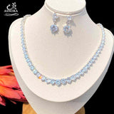 Beautiful Fashion Shiny Geometric AAA+ CZ Diamonds Bridal Jewelry Wedding Set