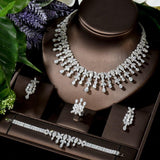 Tassel teardrop Design AAA+ CZ Diamonds Full Wedding Jewelry Set