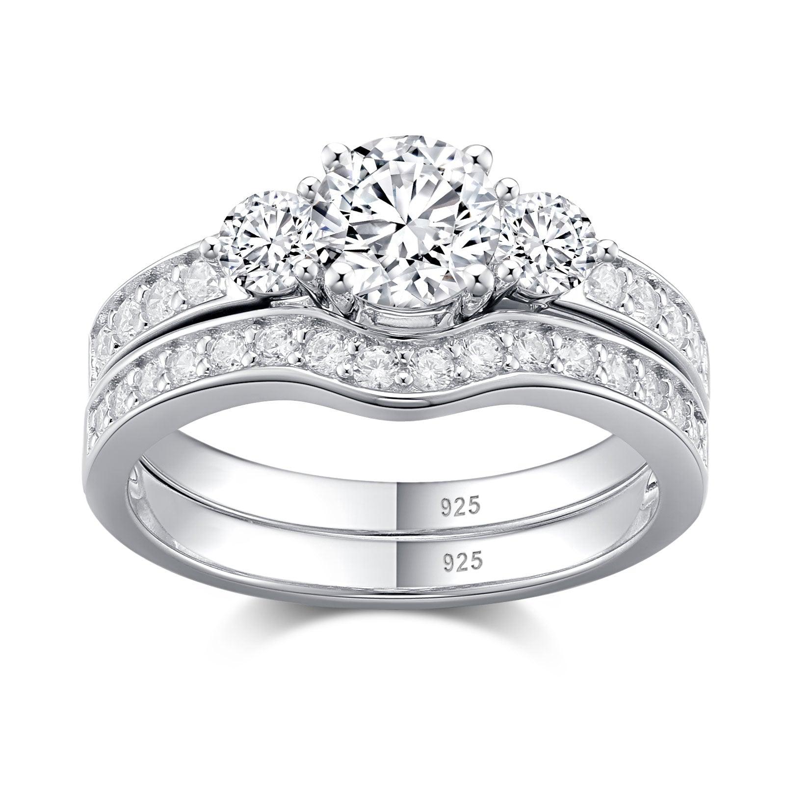 Dazzling 2 Pieces AAAA Simulated Diamond Wedding Ring Set - BridalSparkles