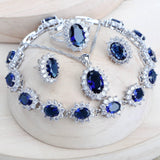 Blue AAA+ Zirconia Crystals Costume Fine Jewellery Wedding Bridal Jewelry Sets