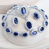 Blue AAA+ Zirconia Crystals Costume Fine Jewellery Wedding Bridal Jewelry Sets - BridalSparkles