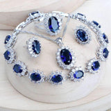 Blue AAA+ Zirconia Crystals Costume Fine Jewellery Wedding Bridal Jewelry Sets - BridalSparkles