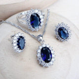 Blue AAA+ Zirconia Crystals Costume Fine Jewellery Wedding Bridal Jewelry Sets - BridalSparkles