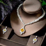 Luxury Full AAA+ Cubic Zirconia Diamonds Necklace Earring Wedding Set