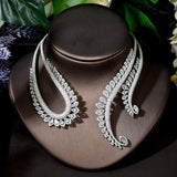 Fabulous Full AAA+ Cubic Zirconia Diamonds Feather Chokers Wedding Set - BridalSparkles