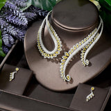 Fabulous Full AAA+ Cubic Zirconia Diamonds Feather Chokers Wedding Set - BridalSparkles