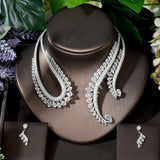 Fabulous Full AAA+ Cubic Zirconia Diamonds Feather Chokers Wedding Set - BridalSparkles