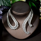 Fabulous Full AAA+ Cubic Zirconia Diamonds Feather Chokers Wedding Set - BridalSparkles
