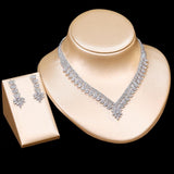 New Luxury AAA+ Zircon Diamonds Necklace and Earrings 2 Piece Set - BridalSparkles