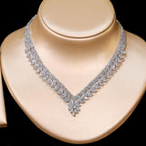 New Luxury AAA+ Zircon Diamonds Necklace and Earrings 2 Piece Set - BridalSparkles