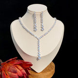 Simple Design Fashionable AAA+ CZ Diamonds Water Drop Bridal Set