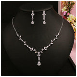 Classic Big Dripping Long Pendant AAA+ Cubic Zirconia Jewelry Set - BridalSparkles
