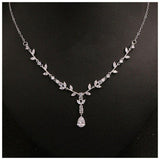 Classic Big Dripping Long Pendant AAA+ Cubic Zirconia Jewelry Set - BridalSparkles