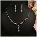 Classic Big Dripping Long Pendant AAA+ Cubic Zirconia Jewelry Set - BridalSparkles