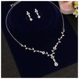 Classic Big Dripping Long Pendant AAA+ Cubic Zirconia Jewelry Set - BridalSparkles