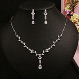 Classic Big Dripping Long Pendant AAA+ Cubic Zirconia Jewelry Set - BridalSparkles