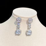 Fashion Set Necklace Shiny Geometric AAA+ CZ Diamonds Bridal Set - BridalSparkles