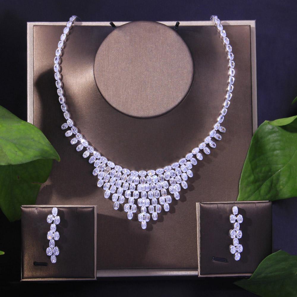 Luxury Oval Quality AAAA White Zircon Jewelry Bridal Set - BridalSparkles