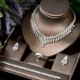 Beautiful Water Drop Tassel AAA+ Cubic Zirconia Diamonds Jewelry Set