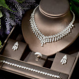 Beautiful Water Drop Tassel AAA+ Cubic Zirconia Diamonds Jewelry Set - BridalSparkles