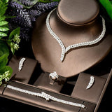 Stunning Noble Luxury AAA+ CZ Diamonds Luxury Necklace and Earring Set