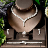 Stunning Noble Luxury AAA+ CZ Diamonds Luxury Necklace and Earring Set - BridalSparkles