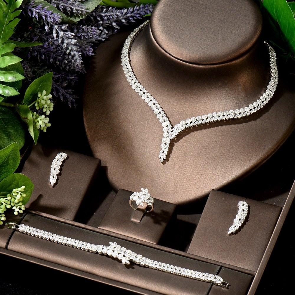 Stunning Noble Luxury AAA+ CZ Diamonds Luxury Necklace and Earring Set - BridalSparkles