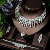 Luxury AAA+ Cubic Zirconia Diamonds Geometric Design Wedding Set