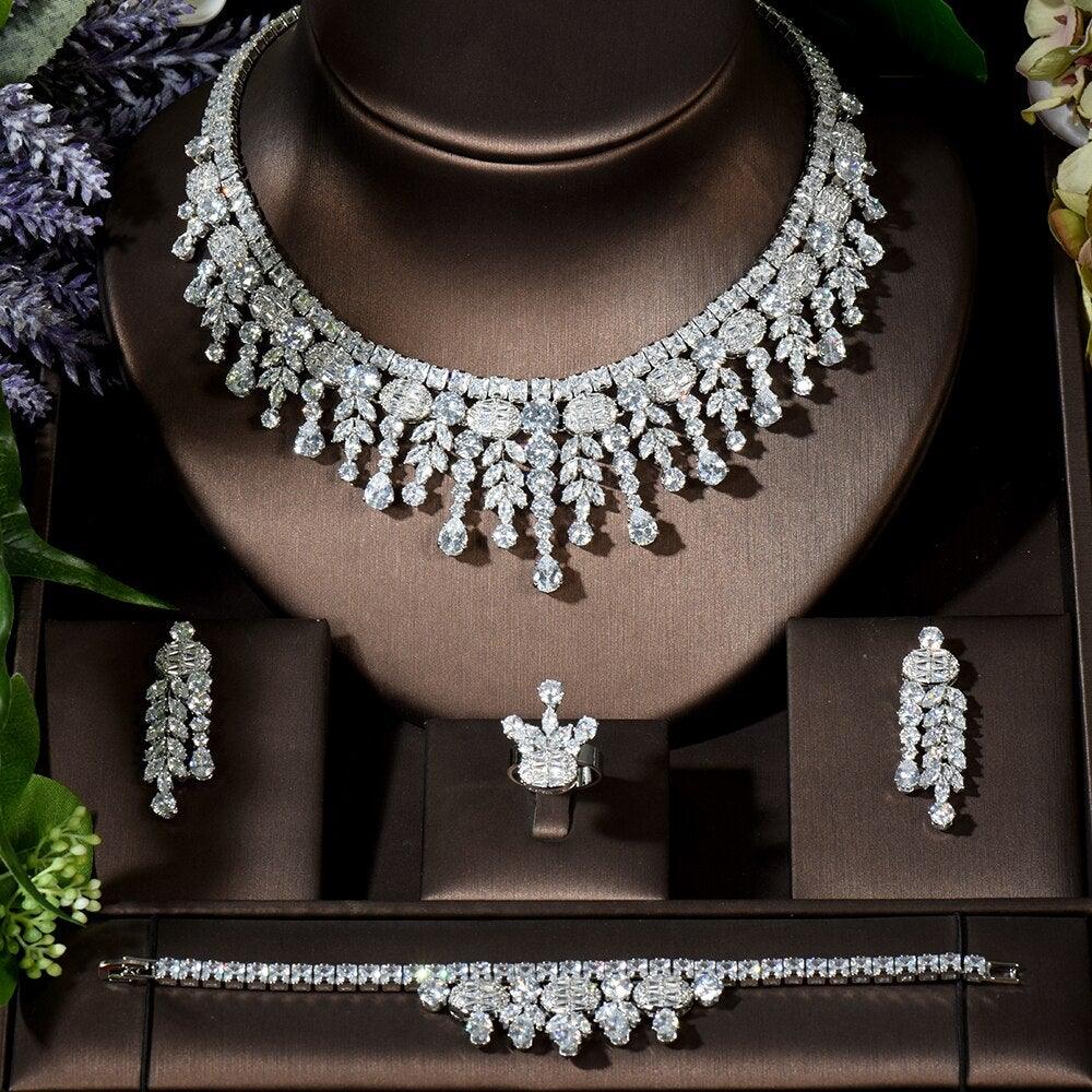 Luxury AAA+ Cubic Zirconia Diamonds Geometric Design Wedding Set - BridalSparkles