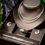 Luxury Latest Design AAA+ Cubic Zirconia Diamonds Large Bridal Jewelry Set