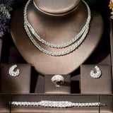 Luxury Latest Design AAA+ Cubic Zirconia Diamonds Large Bridal Jewelry Set - BridalSparkles