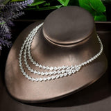 Marvelous Leaf Design AAA+ Cubic Zirconia Diamonds Three Layers 4pcs Wedding Jewelry Set - BridalSparkles